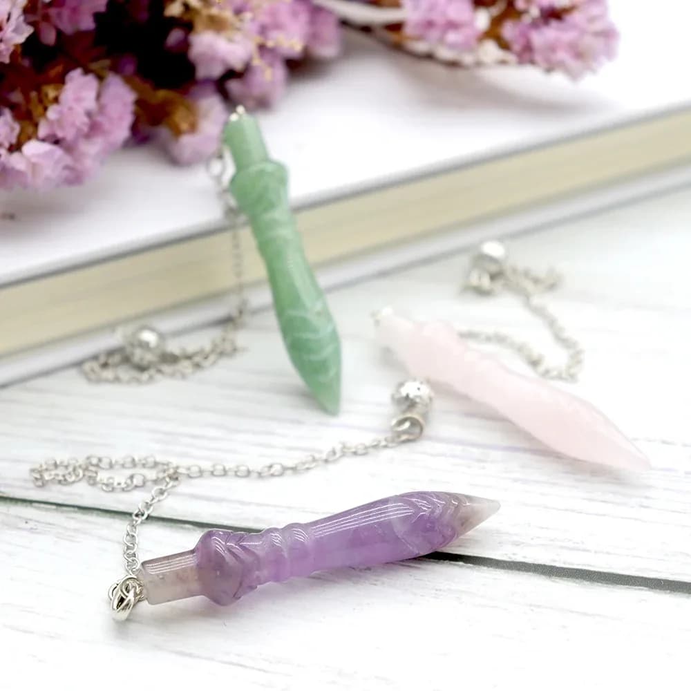 Pendoli in Quarzo Trasparente a Forma di Cono Egiziano per Rabdomanzia, Divinazione, Reiki, Pendoli Spirituali, Cristalli Naturali in Pietra Preziosa