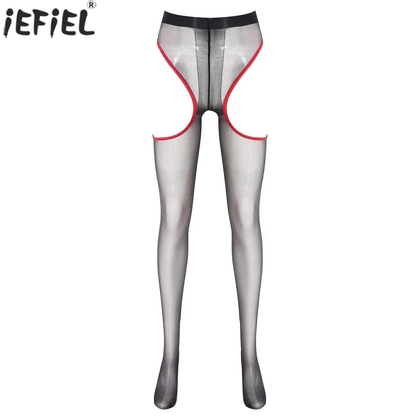 Lingerie Leggings strappabili ultra sottili Donna Finiture in pizzo Vedi attraverso collant senza cavallo Calze elastiche per indumenti da notte erotici