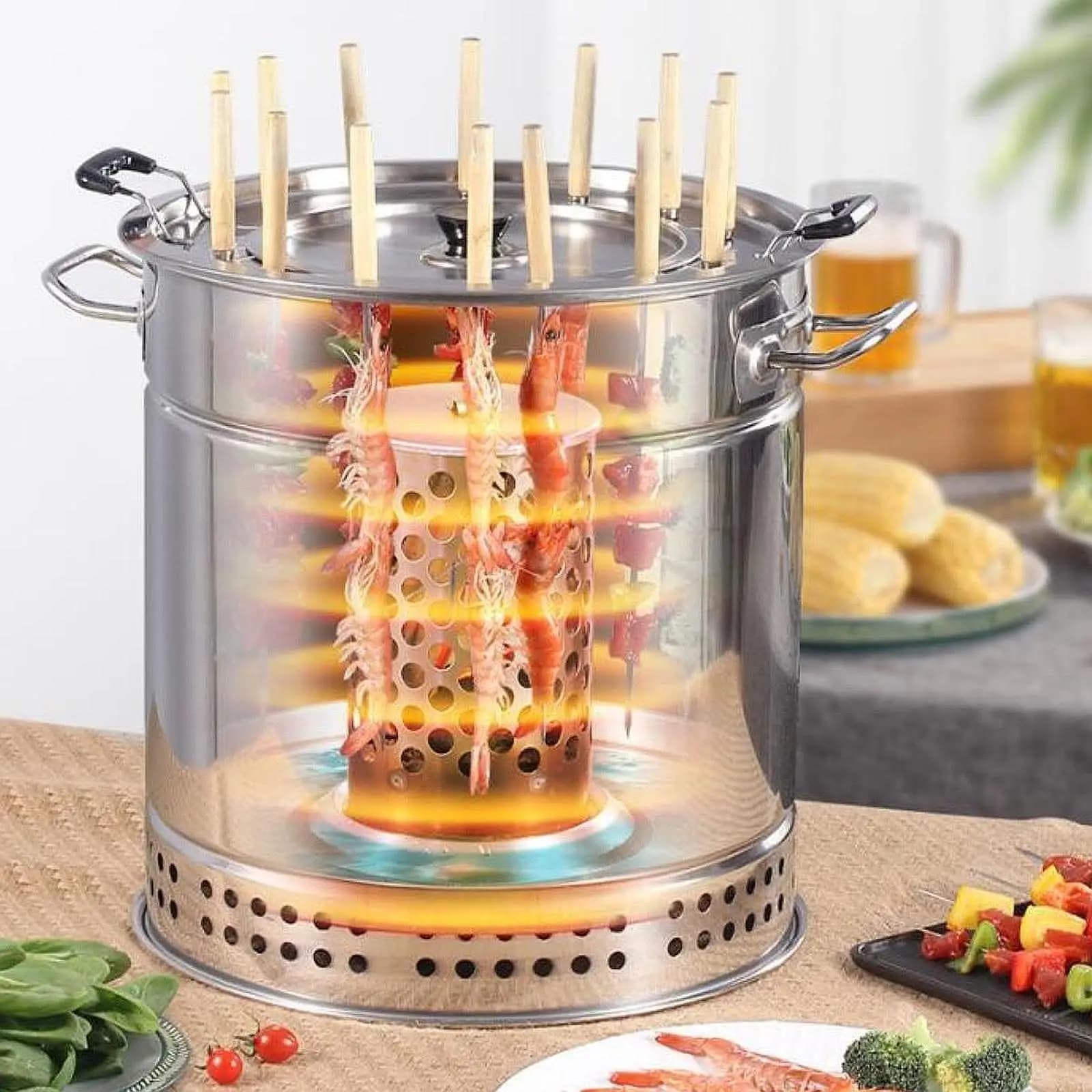 Griglia per Barbecue Sospesa, Griglia a Secchio per Escursionismo, Giardino e Cortile