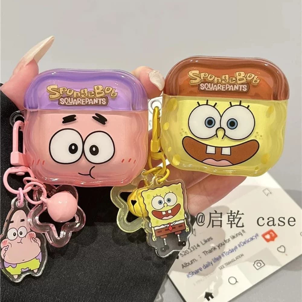 SpongeBob SquarePants Earphone Case For Airpods 1 2 3 4 Pro 2 3 Cute Cartoon Wireless Bluetooth Headset Protective Cover