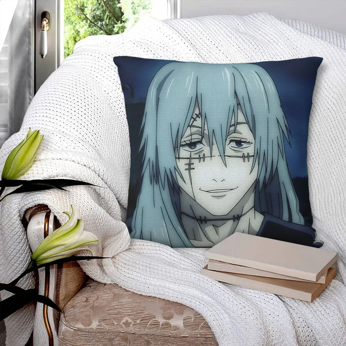 Jujutsu Kaisen Mahito Anime Square Pillowcase Cushion Cover Pillow Case Throw Pillow Cover for Home Sofa Living Room
