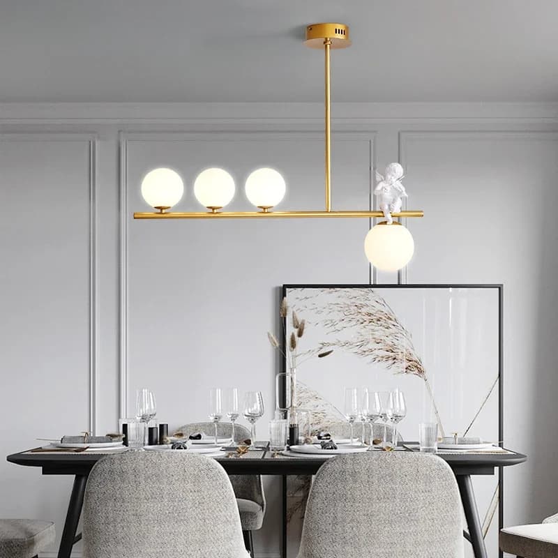 Modern Minimalist Angle Glass Ball Led Chandelier Pendant Lights Living Dining Room Salon Bar Personality Lighting Fixtures Lamp