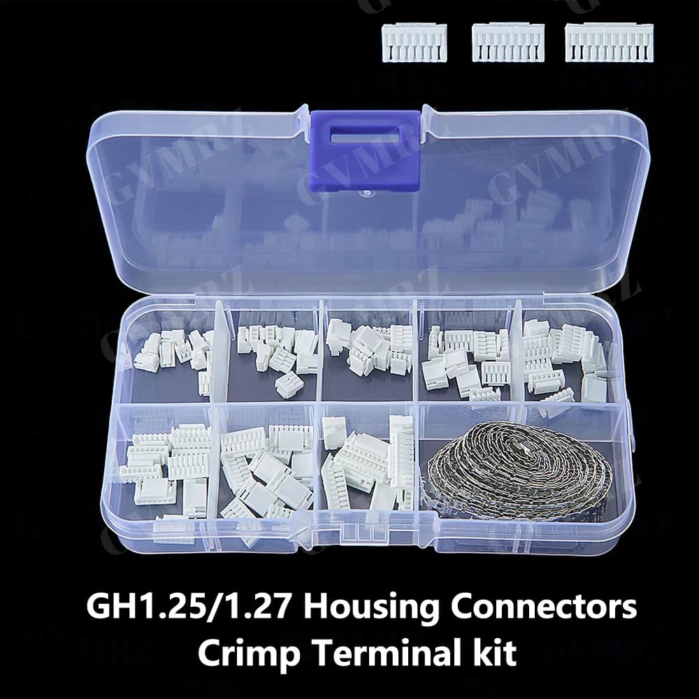 580PCS GH1.25/1.27 Housing Connectors and Crimp Terminal kit Connectors Plugs 1.25/1.27 Pitch for Flight Controller 3D Printer