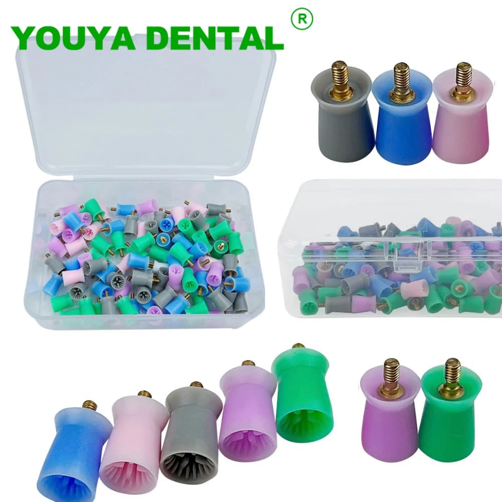 100 pz/scatola Coppette per profilassi dentale a vite/a incastro, Spazzole per sbiancamento denti, Strumenti da laboratorio odontoiatrico