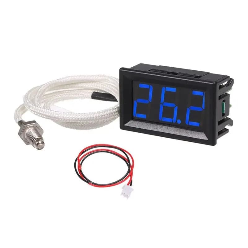 Termometro Industriale AT51 con Termocoppia Tipo K M6 per Alte Temperature, DC12V -30-800°C ℃ Tester digitale per misurazione della temperatura riutilizzabile Blu
