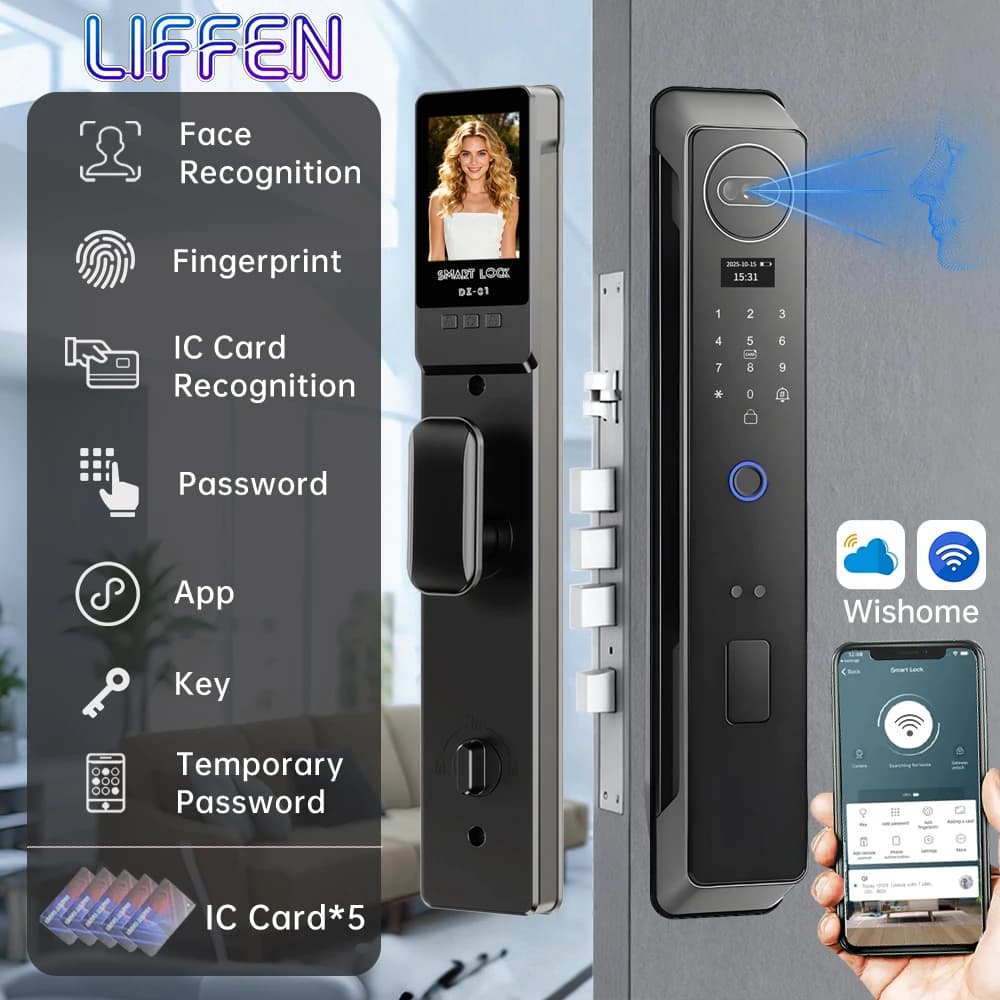Wishome APP Smart Lock Riconoscimento facciale 3D Password per impronte digitali Serratura intelligente Campanello incorporato con istantanea antifurto