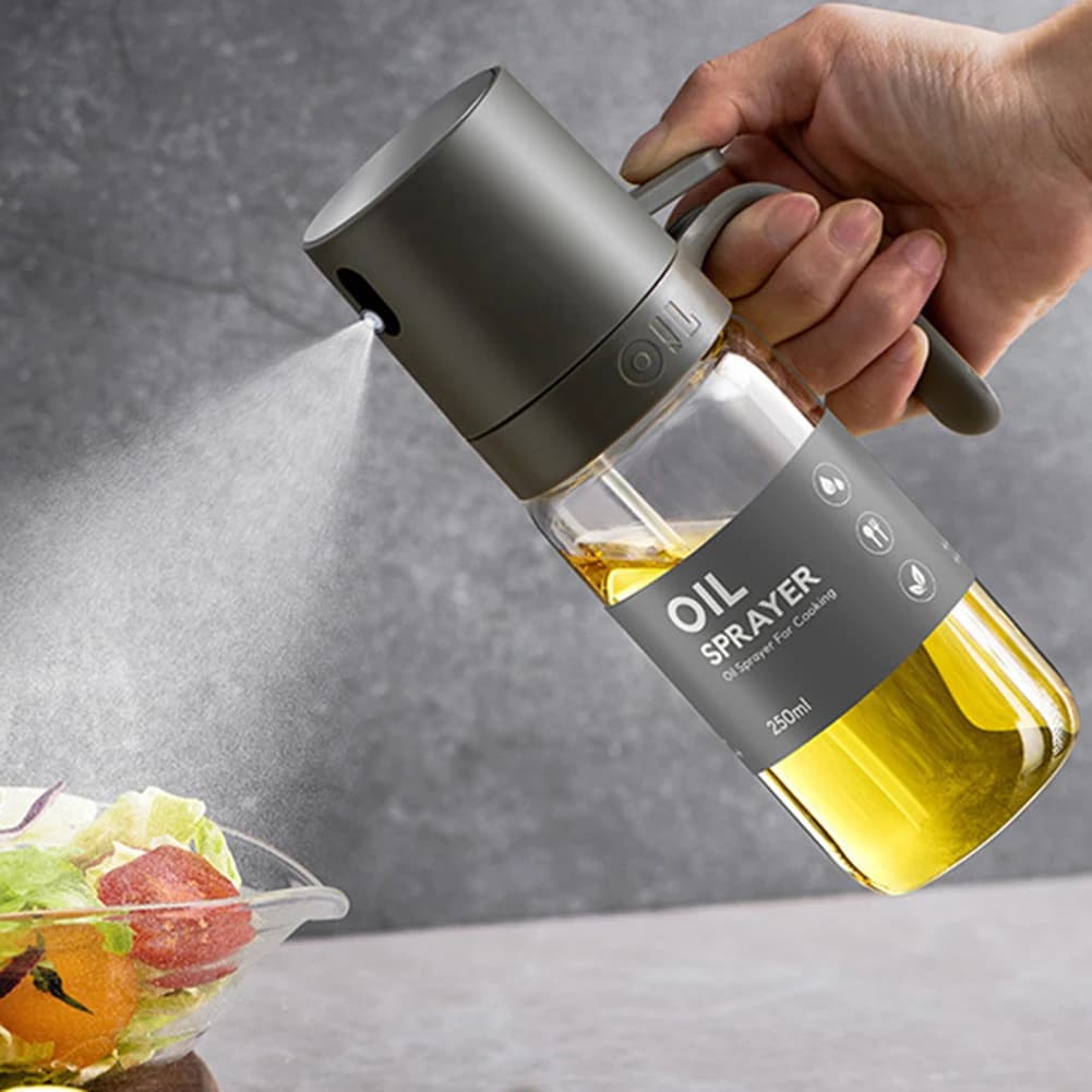 Flacone Spray per olio da 250ML dispenser per olio da cucina in vetro borosilicato alto spruzzatore per olio d'oliva Mister Bottles per la cottura della friggitrice ad aria
