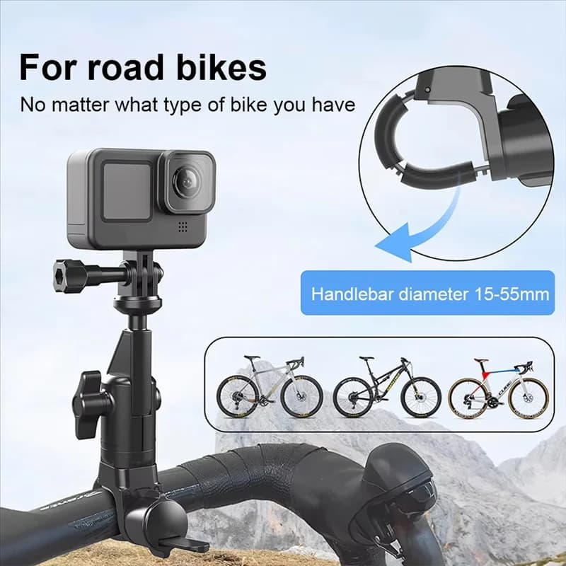 -N07R Motorcycle Bike Support 360 Degree Swivel Bike Camera Support for Insta 360 X2 X3 Gopro 12 11 DJI Action Camera