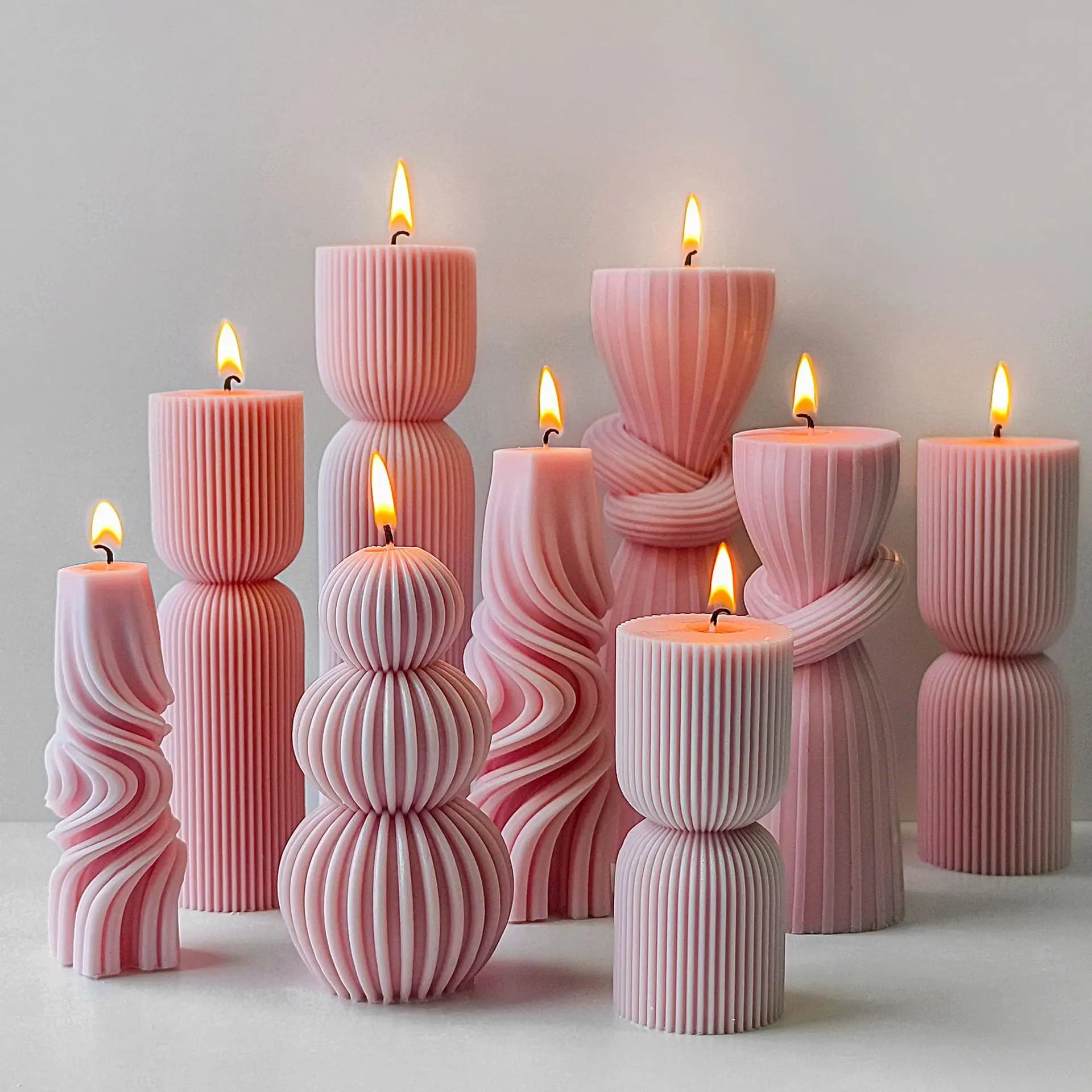 Stampo per candele in silicone con pilastro a strisce, decorazione a colonna con nodo, set geometrico per la produzione di ghiaccio al cioccolato fai da te, sapone 3D, resina, gesso