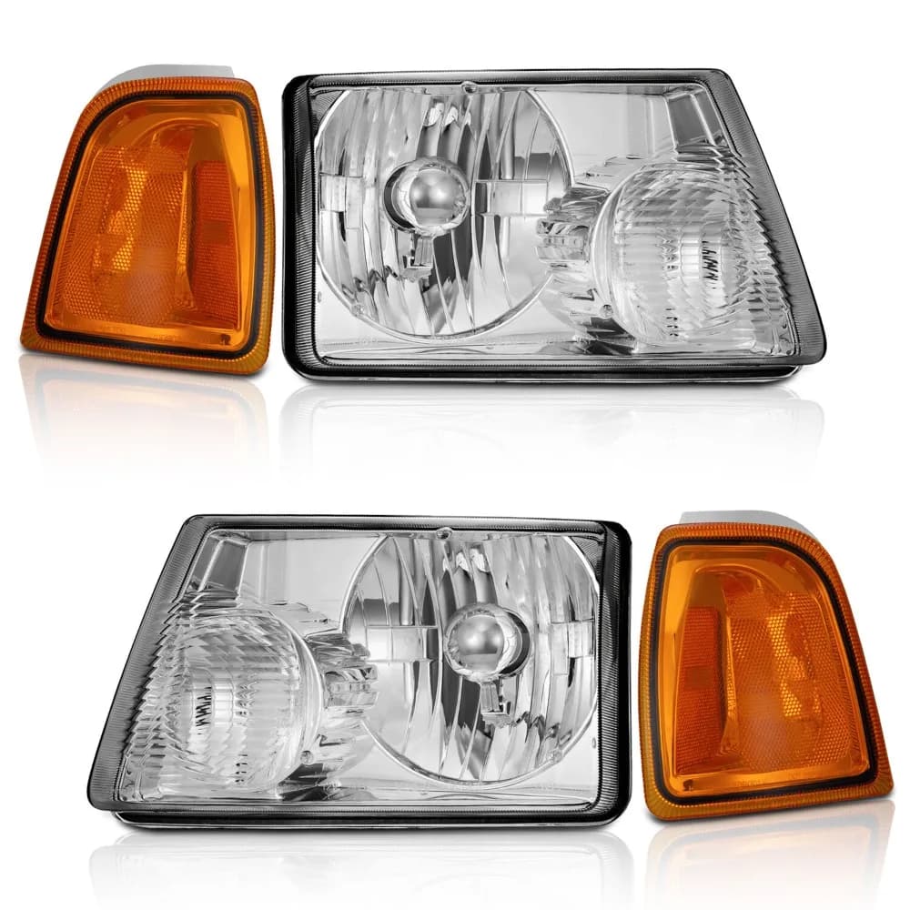 Coppia di fari anteriori cromati per Ford Ranger 2001-2011 senza lampadine