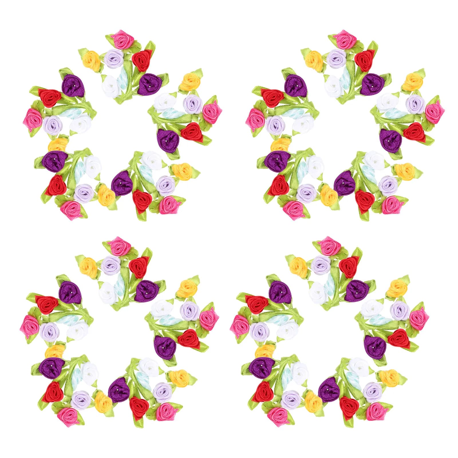 100 Pezzi di Piccoli Fiori di Rosa con Nastro, Accessori Decorativi per Abbigliamento, Fiori Fai-da-Te per Vestiti, Borse, Gonne, Arti e Mestieri