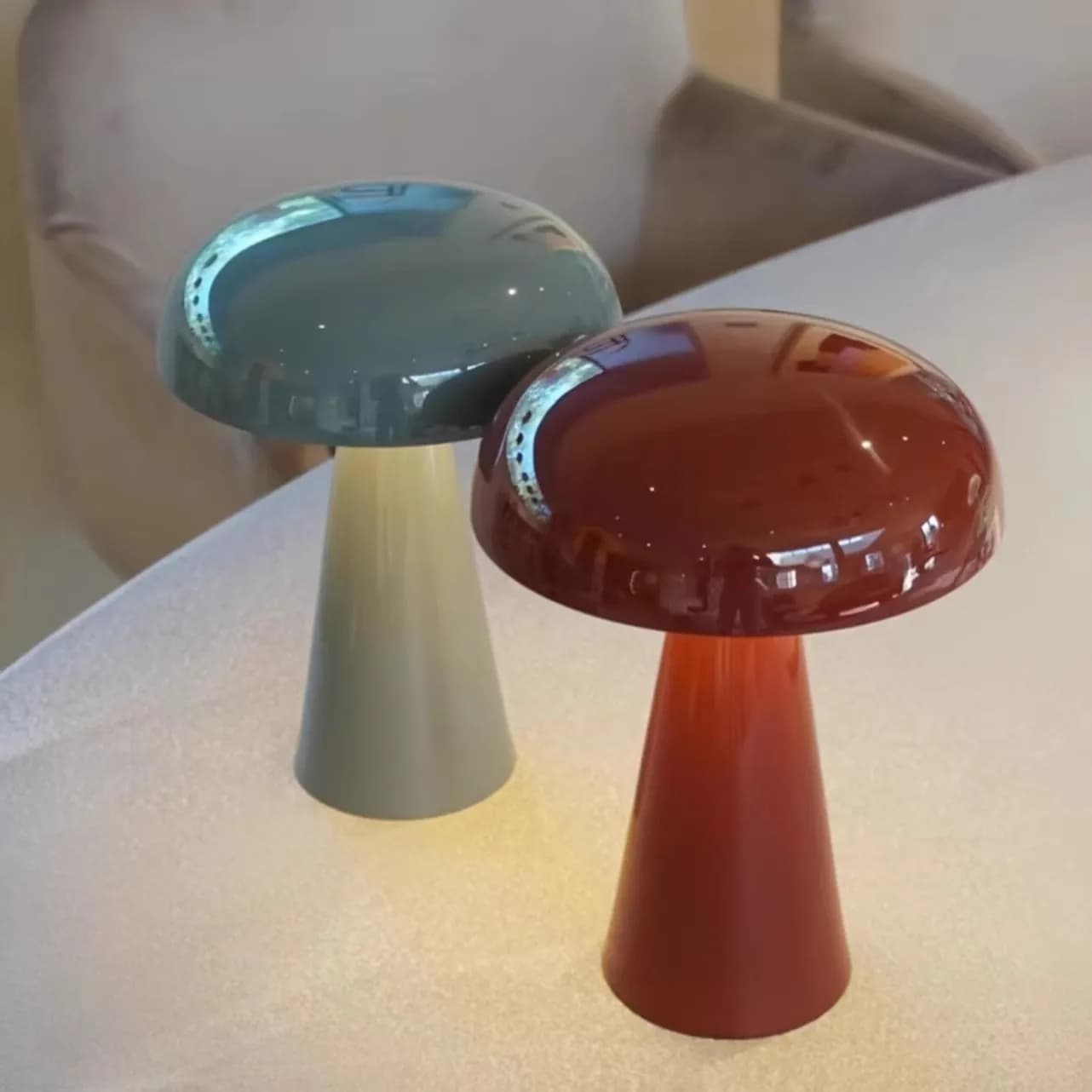 Mushroom Shape Rechargeable Table Lamp Modern Wireless LED Desk Light Home Decor Touch Control Battery Powered Reading Lighting
