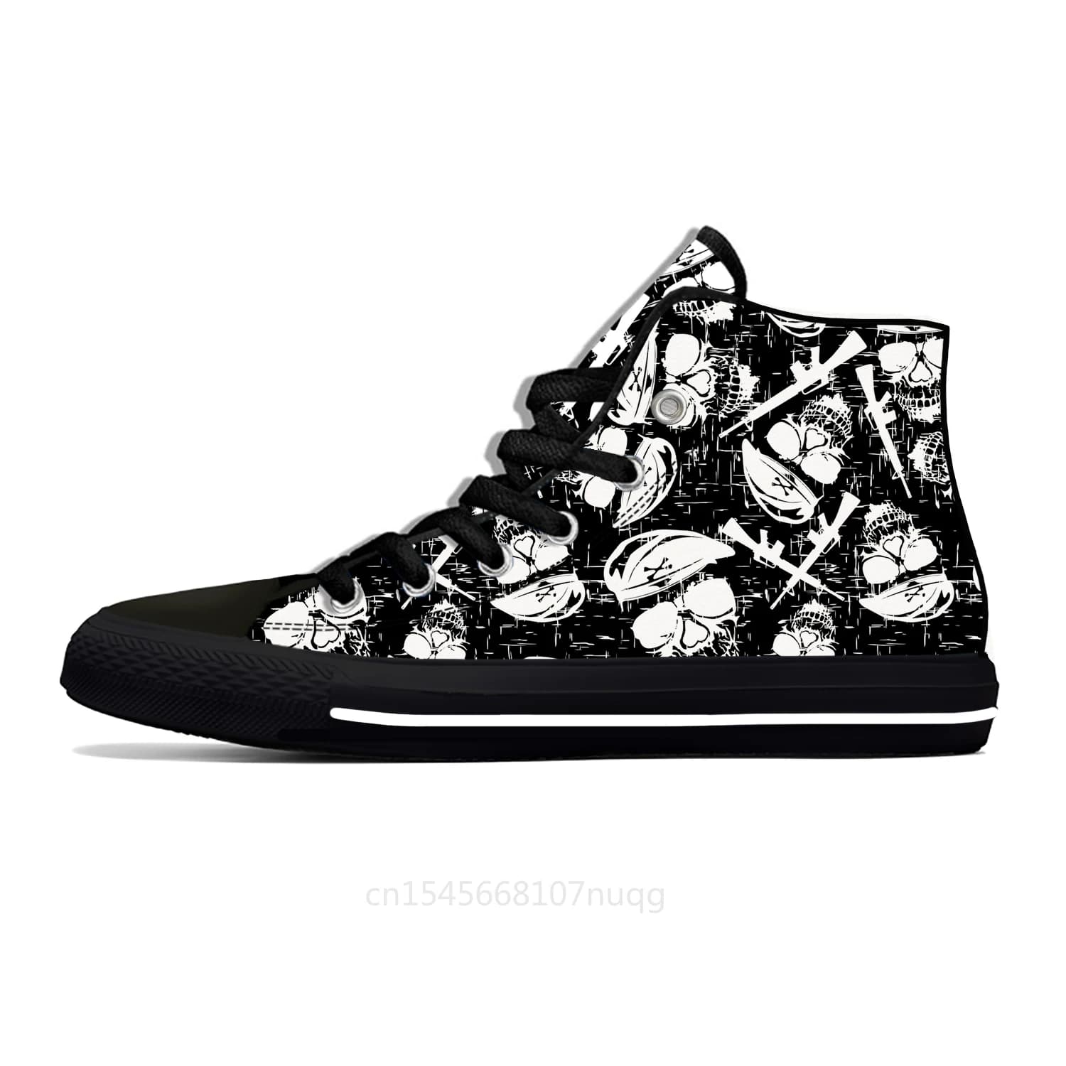 Fashion Casual Gun Pattern High Top Sneakers Mens Womens Teenager High Quality Canvas Sneaker Custom Built Couple Shoes