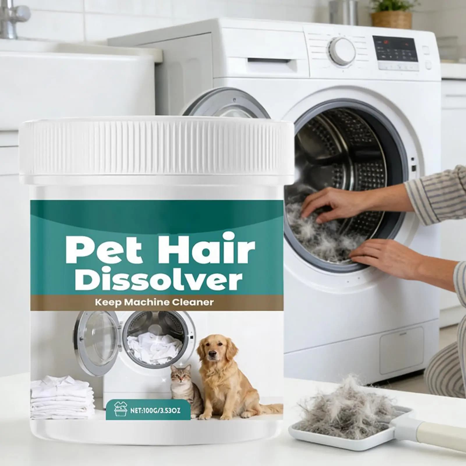 Dissolvente per Peli di Animali Domestici, Detergente Multiuso per Lavatrice, Agente Dissolvente per Rimuovere Peli di Cani e Gatti dai Vestiti e Eliminare gli Odori