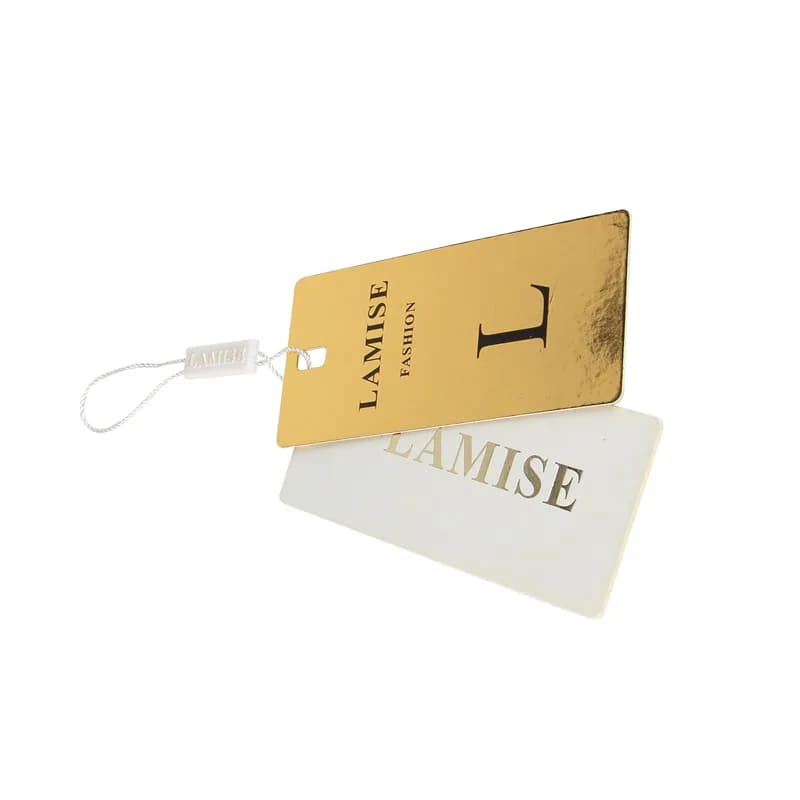Etichette personalizzate per abbigliamento di marca, etichette di lusso in carta dorata con logo del marchio per l'indicazione del prezzo