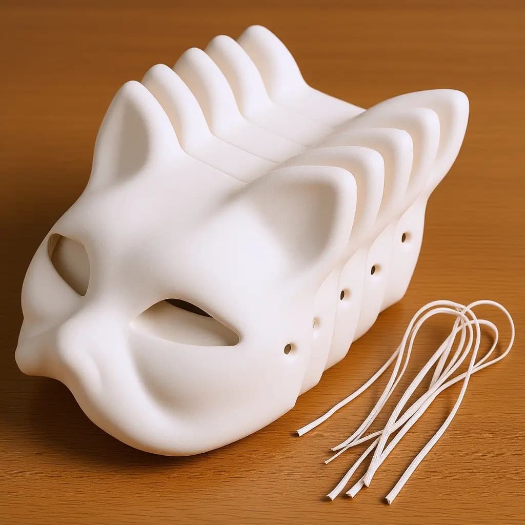 5 Pezzi Maschera a Forma di Gatto Vuota da Dipingere, Leggera, Fatta a Mano, per Feste, Halloween, Mascherata, Matrimoni, Balli di Fine Anno, Cosplay e Costumi