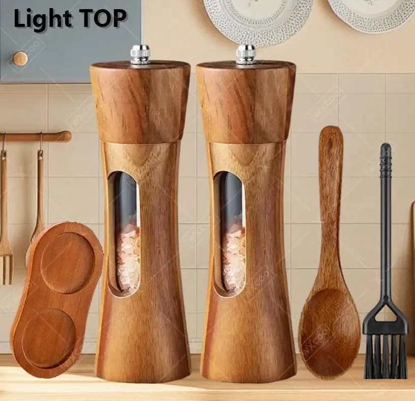 WXCOO Macina sale e pepe Macinapepe manuale in legno massello Macinapepe in ceramica regolabile per utensili da cucina