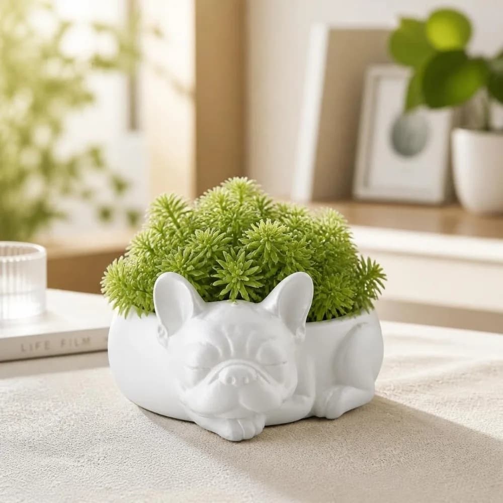 Cute 3D Printed Succulent Flower Pot Funny Desktop Decor Dog Shaped Flowerpot Creative Ornaments Puppy Figurine Desktop