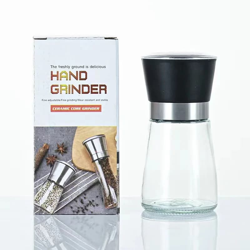 Set di sali e pepe da 180 ml con supporto Macina sale e pepe in acciaio inossidabile Macina sale e spezie Macinapepe Shaker Contenitore per spezie
