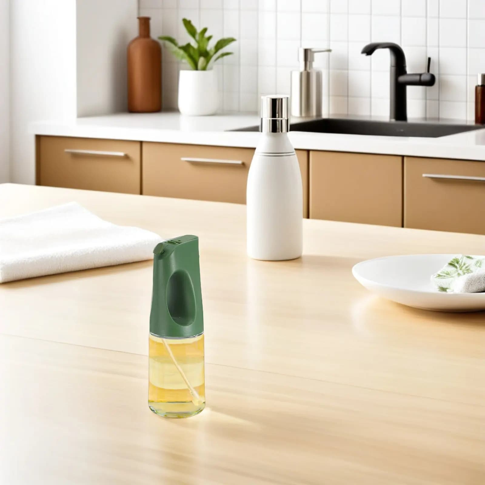 Bottiglia Spray per Olio in Vetro da 400Ml, Erogatore Preciso per Cucina, Friggitrice ad Aria, Insalate, Barbecue