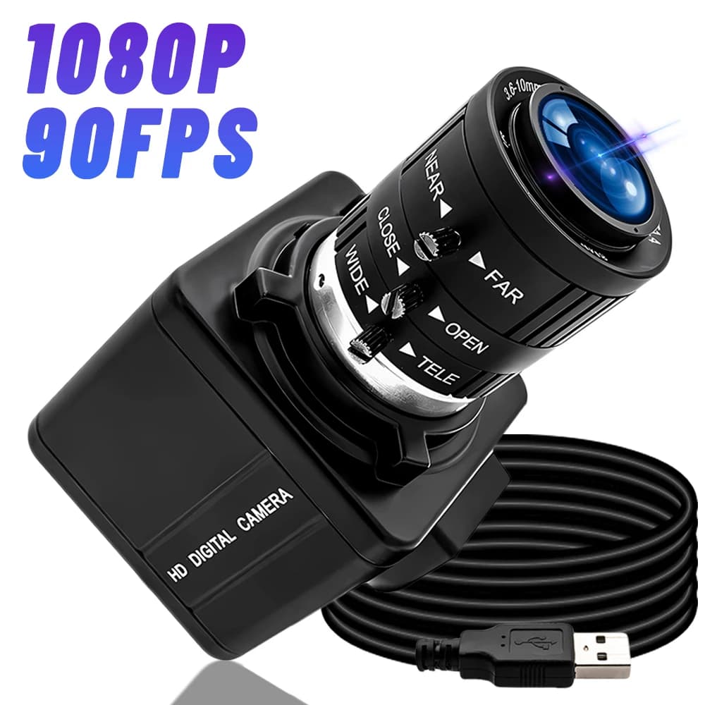 WGWK 1080P 90FPS Global Shotter USB Camera High Frame AR0234 Industrial Wire Box Manual zoom lens without blur Mini webcam