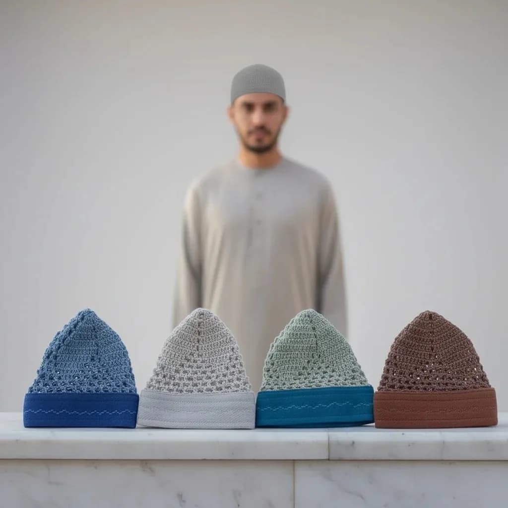 Cappelli Musulmani per Uomo e Donna, Copricapo da Preghiera, Kufi in Maglia, Kippah Islamica, Stile Arabo Saudita, Ebraico, Estivo, Nero 0749