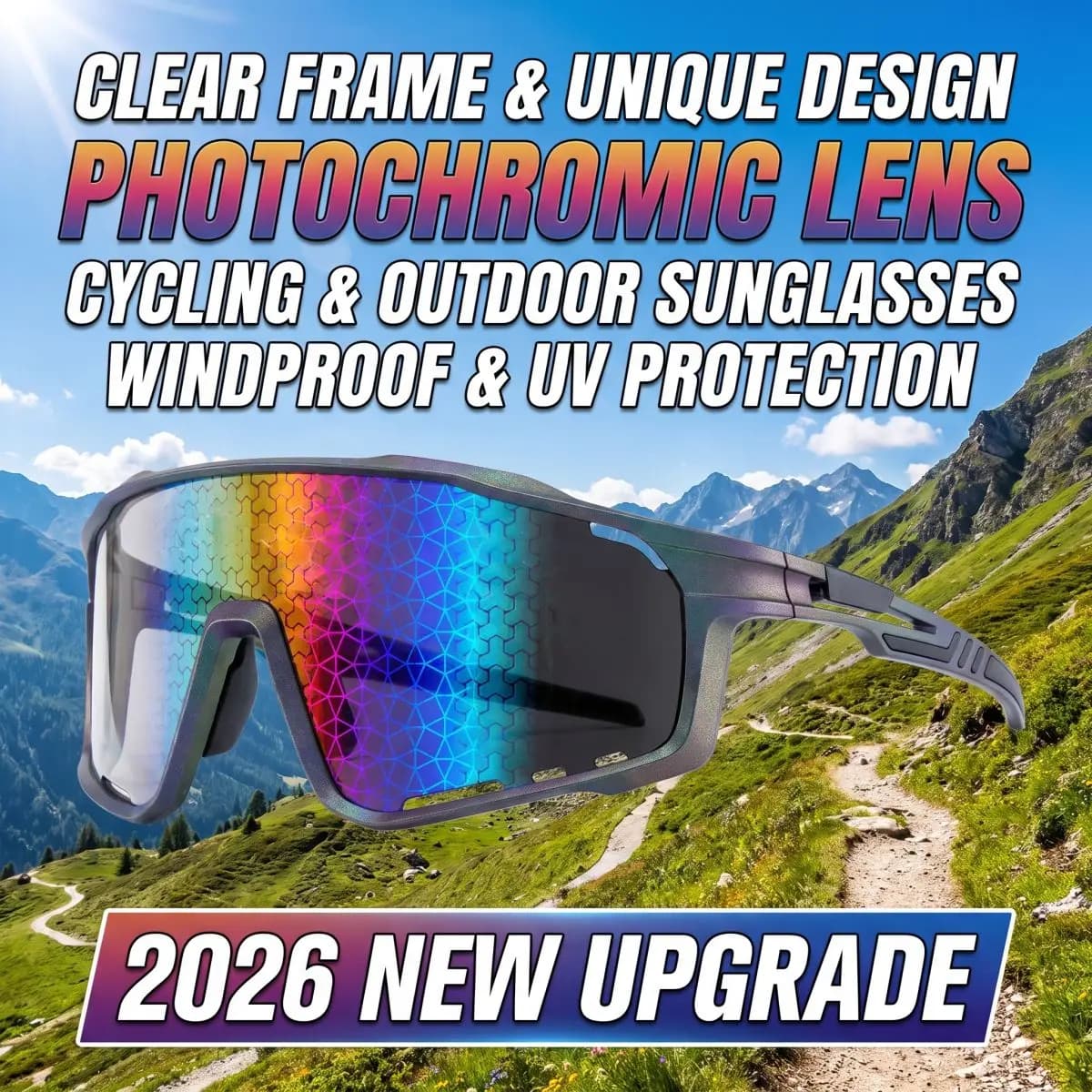 2026 New Upgrade Fashion Sunglasses For Men Cool Cycling Glasses Man Woman Bike Bicycle Eyewear MTB Riding Skating UV400
