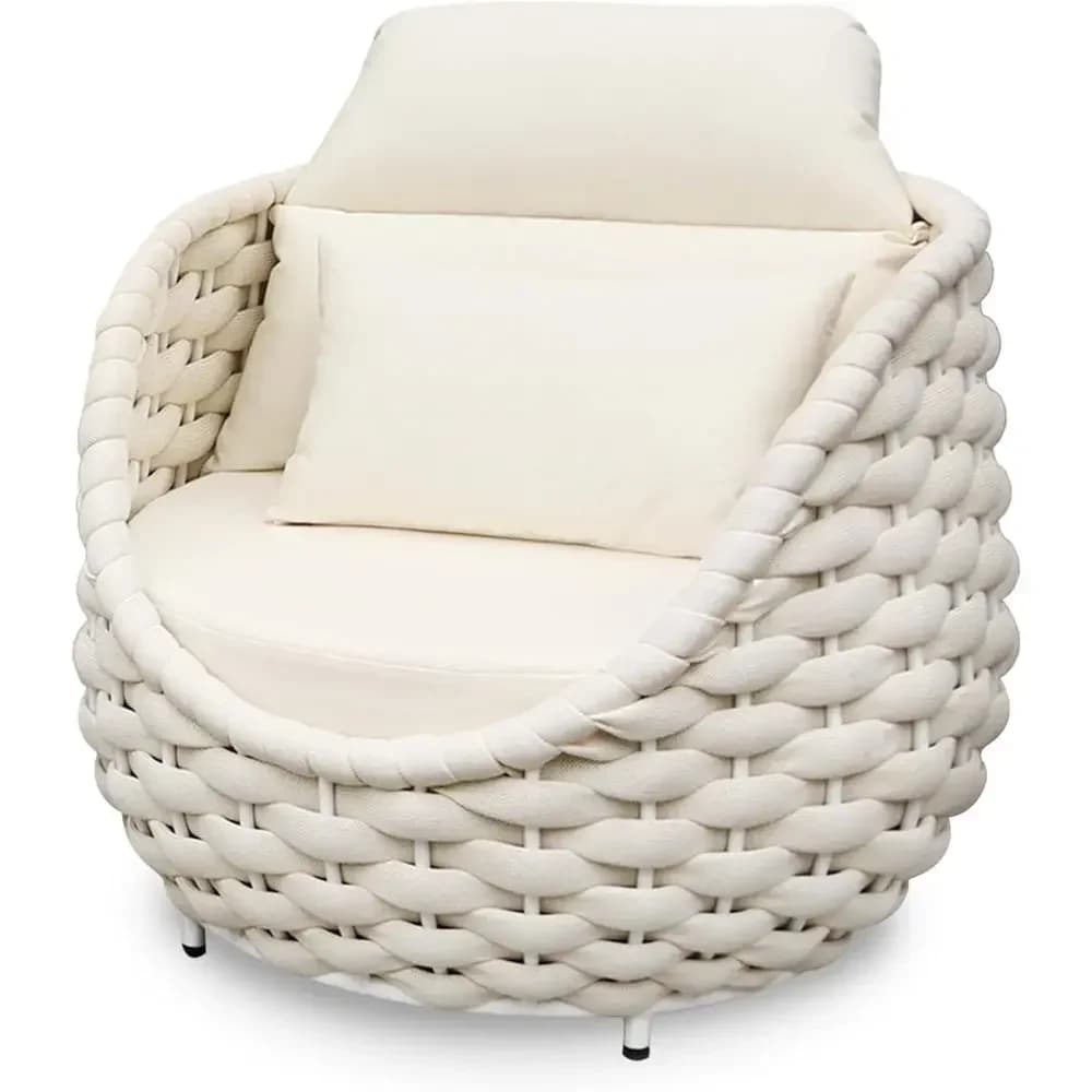 Patio Accent Chairs: Porch Lounge Chair with Arms - Woven Rope Cushioned Armchair - ern One Seater Soa - Outdoor Deck urniture o