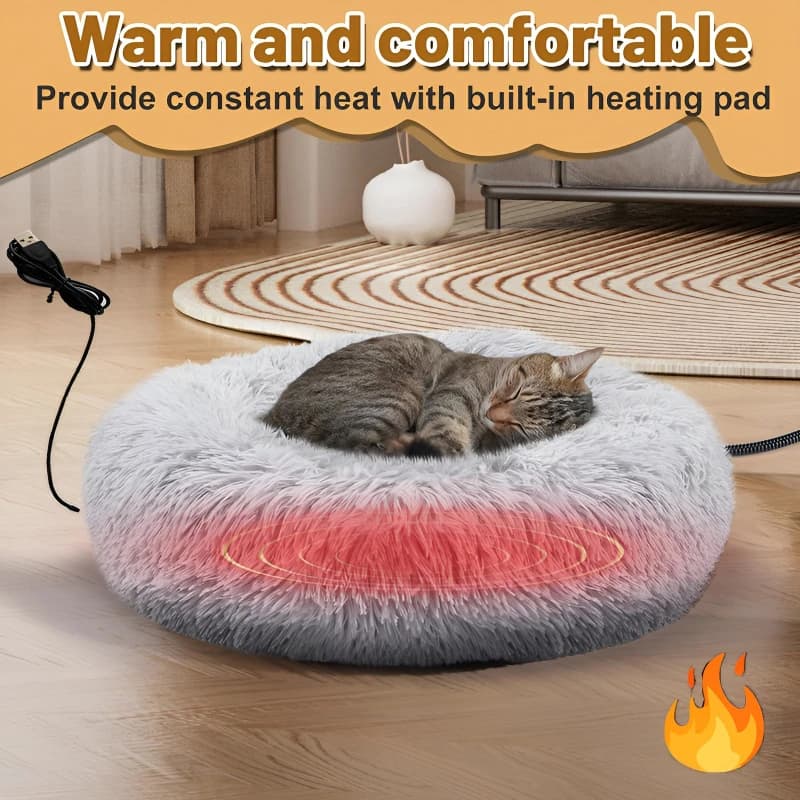 Letto per animali domestici a temperatura costante riscaldato invernale, diametro 50 cm, letto per gatti, letto per cani, coperta elettrica USB piccola
