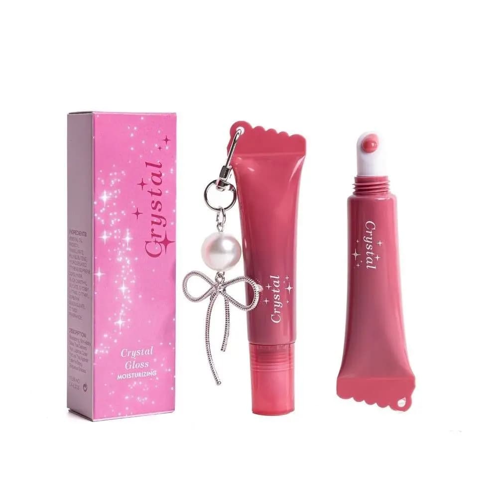 New Hydrating Mirror Lip Gloss Moisturizing with Bow Keychain Lipstick Shiny Hydrating Gloss Lip Long-Lasting Look
