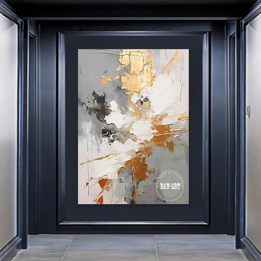 Artworks on canvas Abstract paintings in gold foil Artistic impressions Wall design, without frame, Image for bedroom decoration