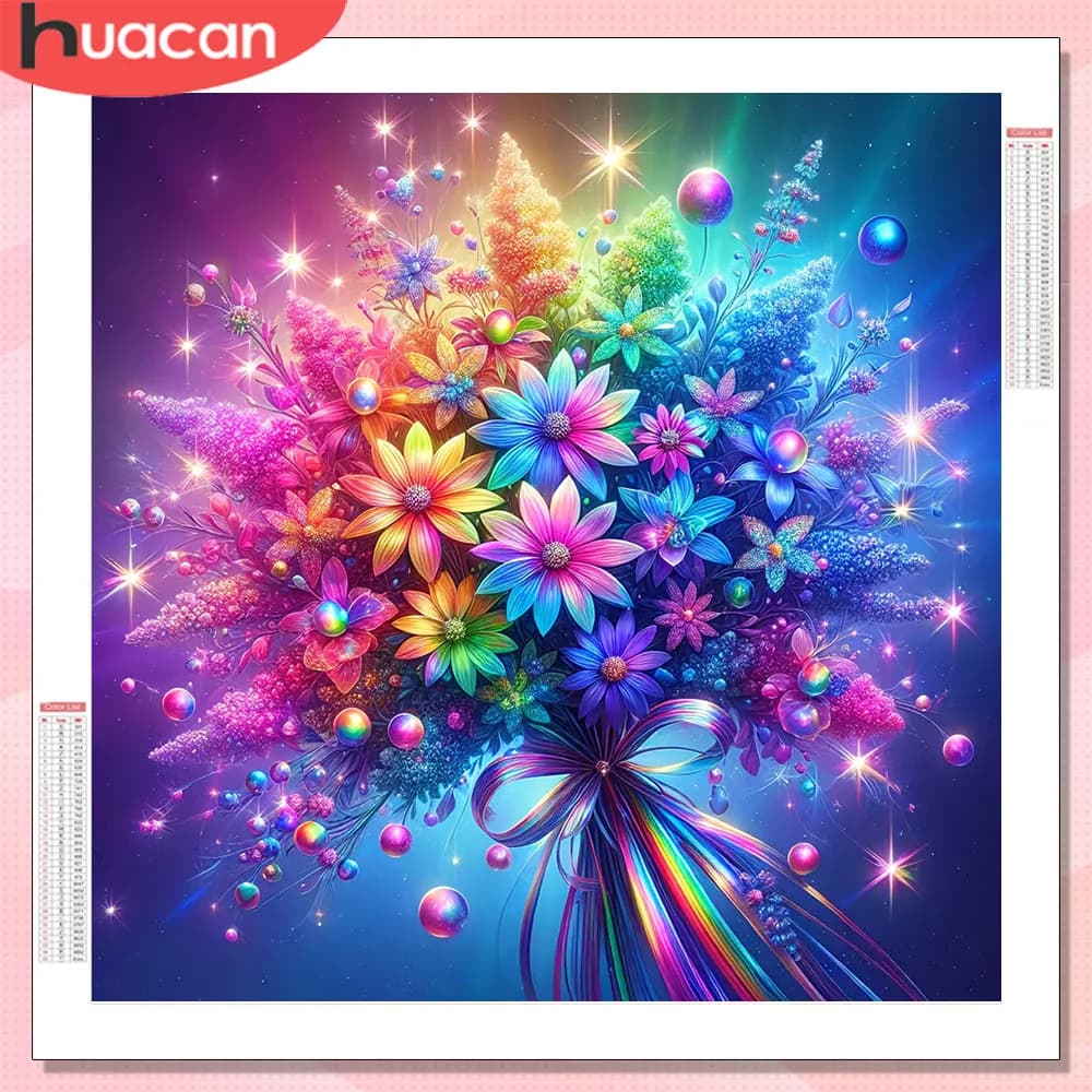 Kit Mosaico Diamantato HUACAN, Fiore Margherita, Pittura Diamantata con Diamanti Quadrati e Rotondi, Quadro Floreale con Strass, Kit Artistici per Decorazioni Domestiche