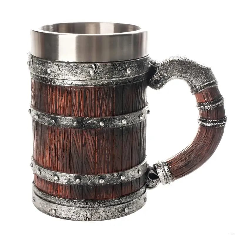 Botti legno Boccale birra tazza isolata in acciaio inossidabile in resina Bicchieri eleganti per decorazione