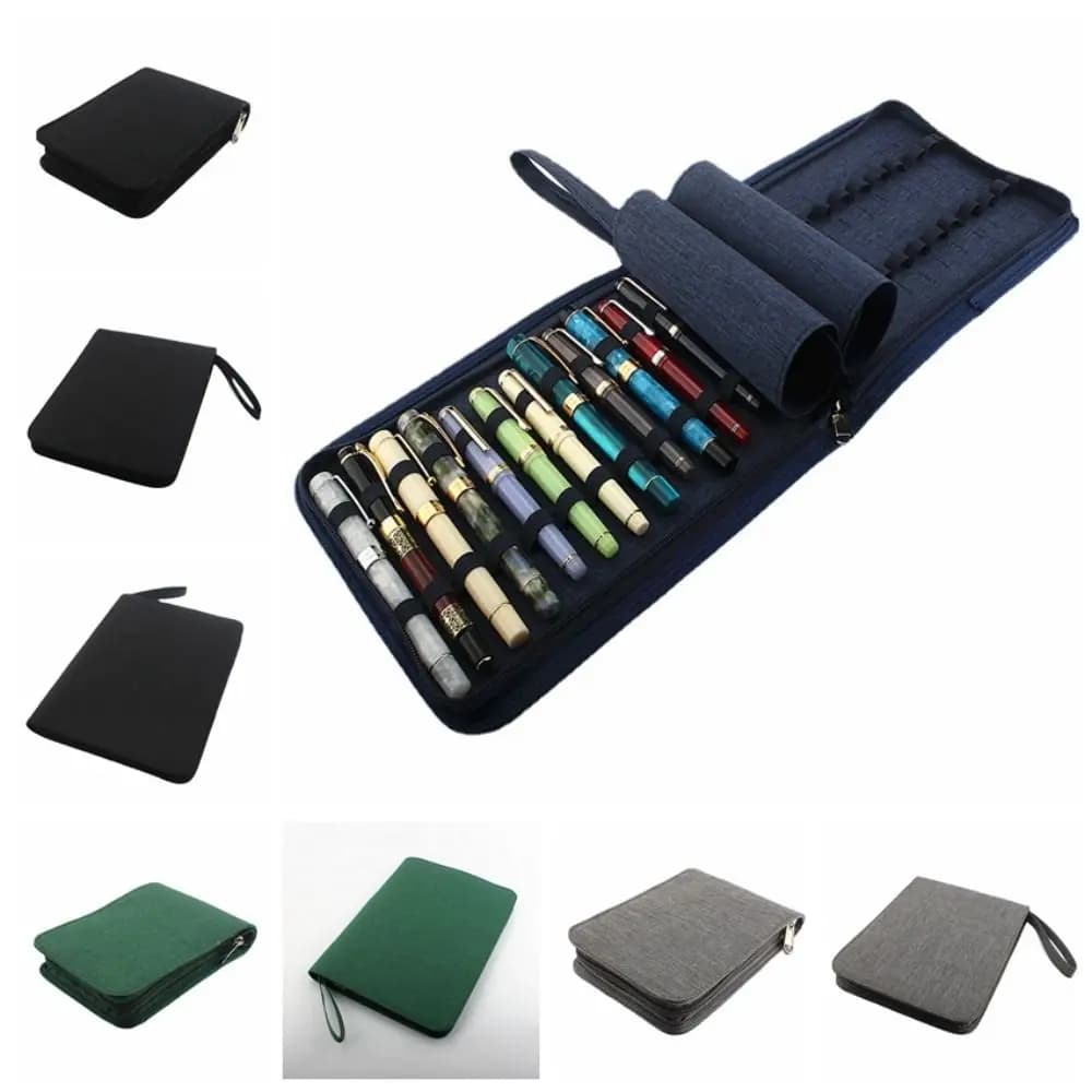 Pen Container Bag Large Capacity Fountain Pencil Case 10 /24/48 Slots Dustproof Multifunctional Zipper Student Stationery