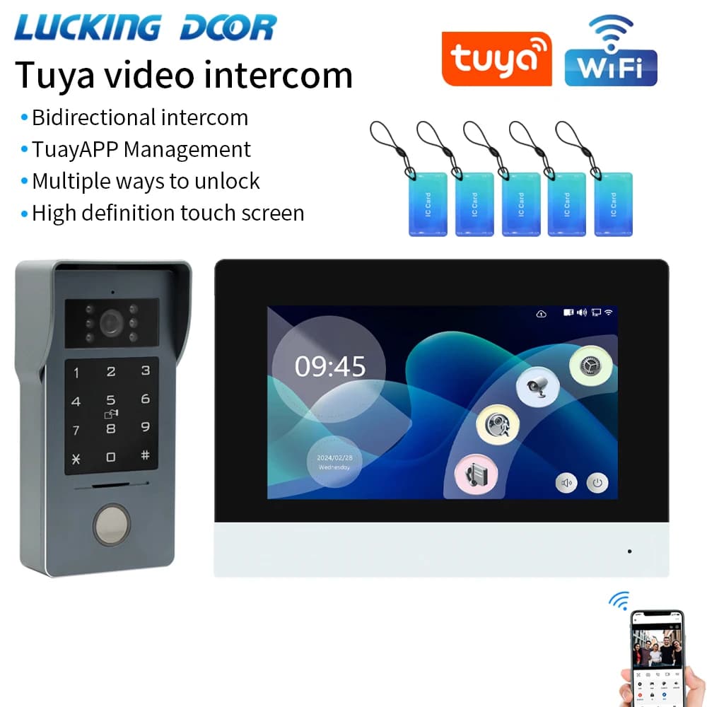 Tuya 1080P Kit videocitofono analogico a 2 fili da 7/10 pollici Touch screen a colori Campanello WiFi wireless per sistema di controllo accessi RFID