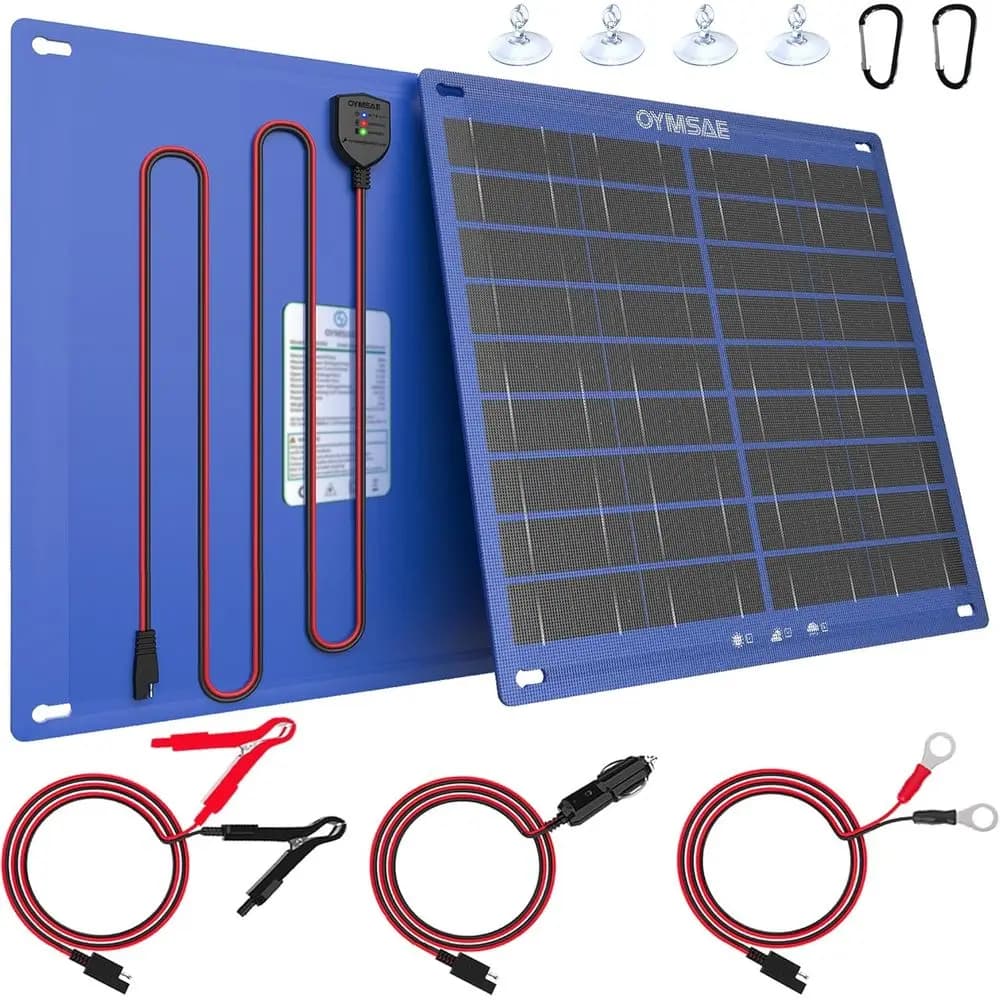 Caricabatterie e Mantenitore di Carica Portatile 12V per Auto, Barche e Camper con Pannello Impermeabile