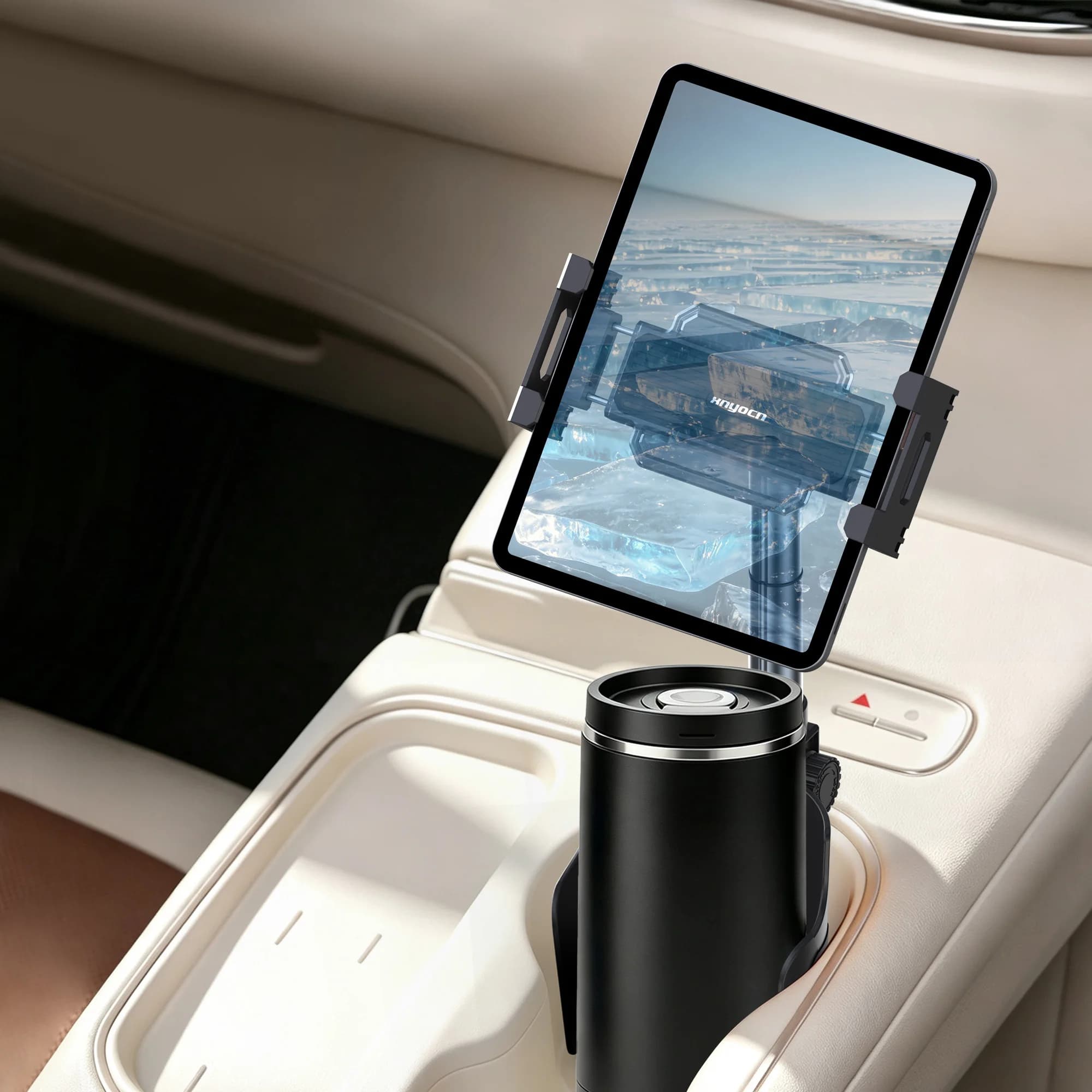 Car Cup Holder Tablet Phone Mount Adjustable Cup Base Vehicle Stand Bracket Navigation Road Trip Viewing Screen Support Screen