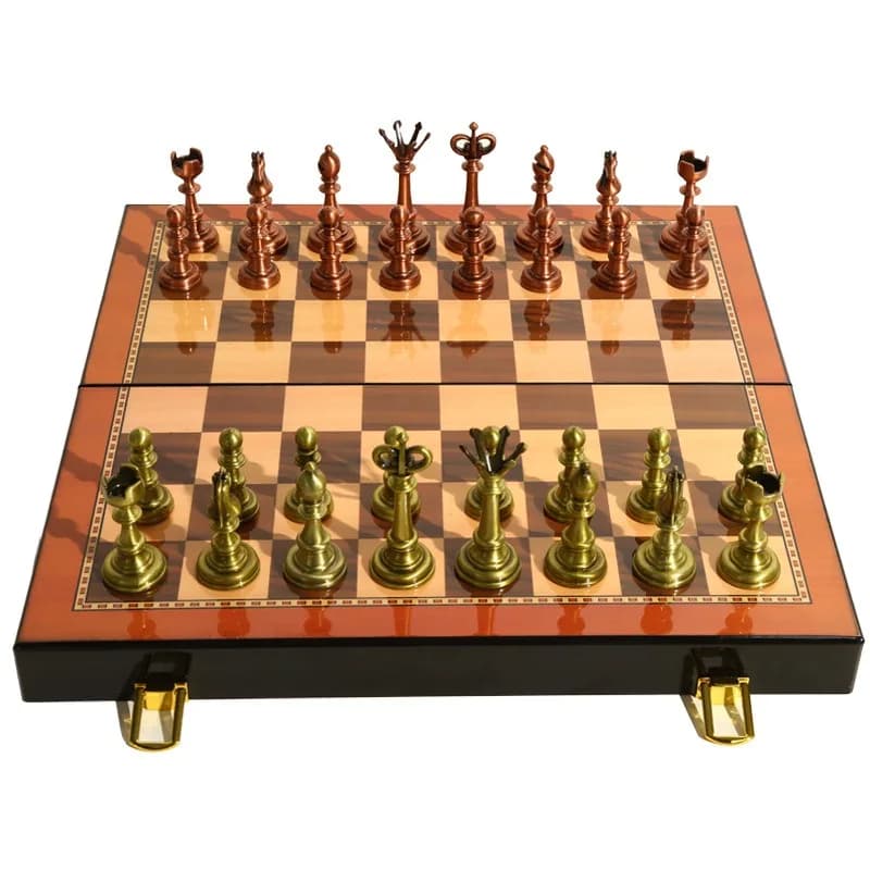 Large Chinese Chess Set with Metal Pieces, Foldable Portable Chessboard, Collectible Decor & Premium Gift for Chess Lovers