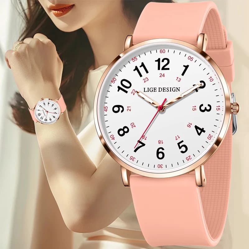 LIGE Women's Watch Military Fashionable Waterproof Quartz Sports Watch for Women Luxury Silicone Wristwatches from the best brands