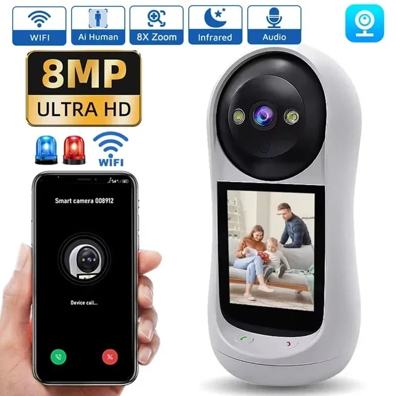 Videochiamata con telecamera Wifi da 8 MP con schermo IPS da 2,8 pollici Rilevamento del suono del pianto del bambino Telecamera IP di sicurezza wireless Baby Monitor APP iCSee