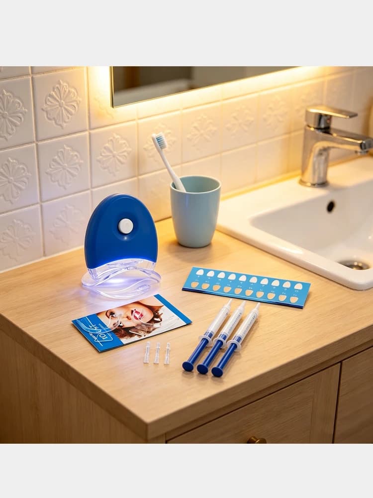 Kit per Denti Glorysmile - Luce LED, Siringhe di Gel da 3ml, Gel Remineralizzante e Mascherina