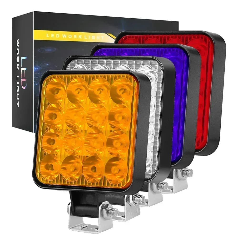 VERYUS Auto LED Dust Proof Working Light Square Night Driving Lamp 48W 12V Off-road Forklift Headlight Spotlight Truck Off Road