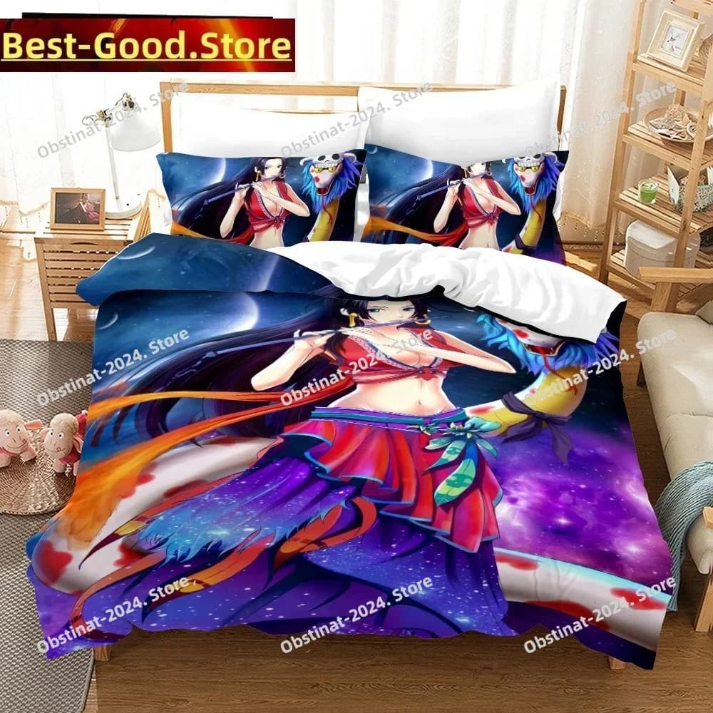 2025 Top Boa Hancock Set biancheria da letto Stampato singolo Piumino Trapunta Copripiumino Federa Set da 3 pezzi Bambini Taglia adulto