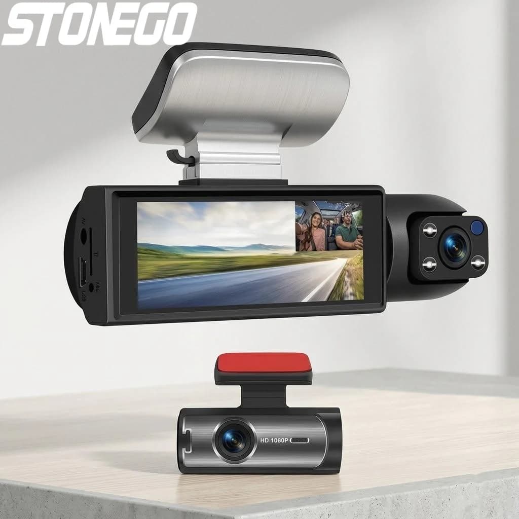 Dash Cam Dual 1080P Front and Back with Night Vision, Sensor G, 3.16 Inch IPS Screen, DVR Recorder for Car, Vehicle Security Camera