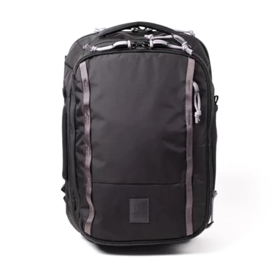 Global 25L Travel Backpack with 3 Padded Handles, Elastic Network, 100% Nylon Recycled, PFAS-Free, Bluesign Approved, Black/Nero
