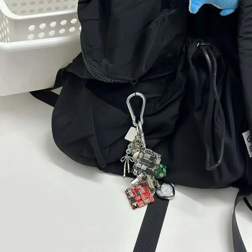 Mechanical Elements Pocket Watch Pendant Guitar Pick Retro Design Handmade Vintage Keychain Alloy Bag Charm Watch Hanging Charm