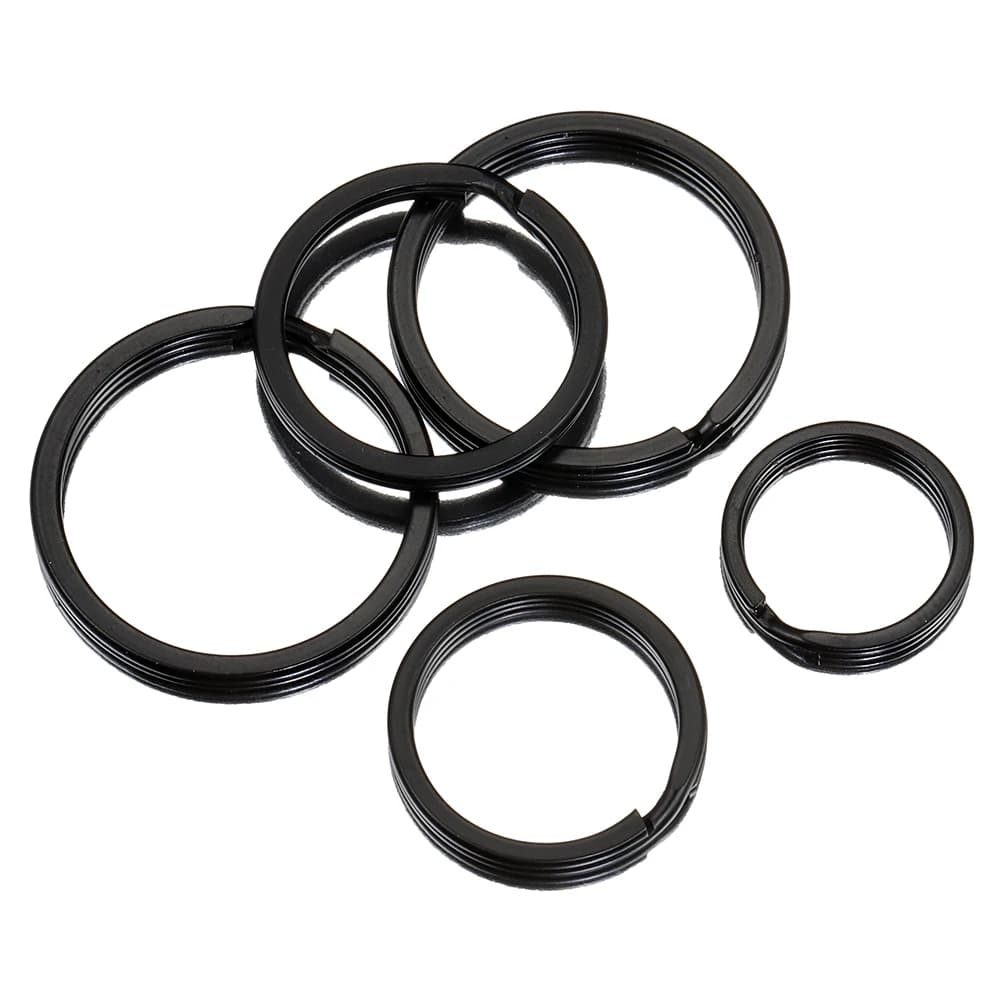 10 pezzi portachiavi piatti neri in lega 20-50mm portachiavi rotondo in metallo anello di collegamento per accessori componenti portachiavi gioielli fai da te