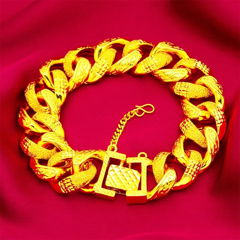 Business Versatile Thick Watch Buckle Bracelet For Men 24K Gold AU999 Elegant design suits workplace, banquet occasions