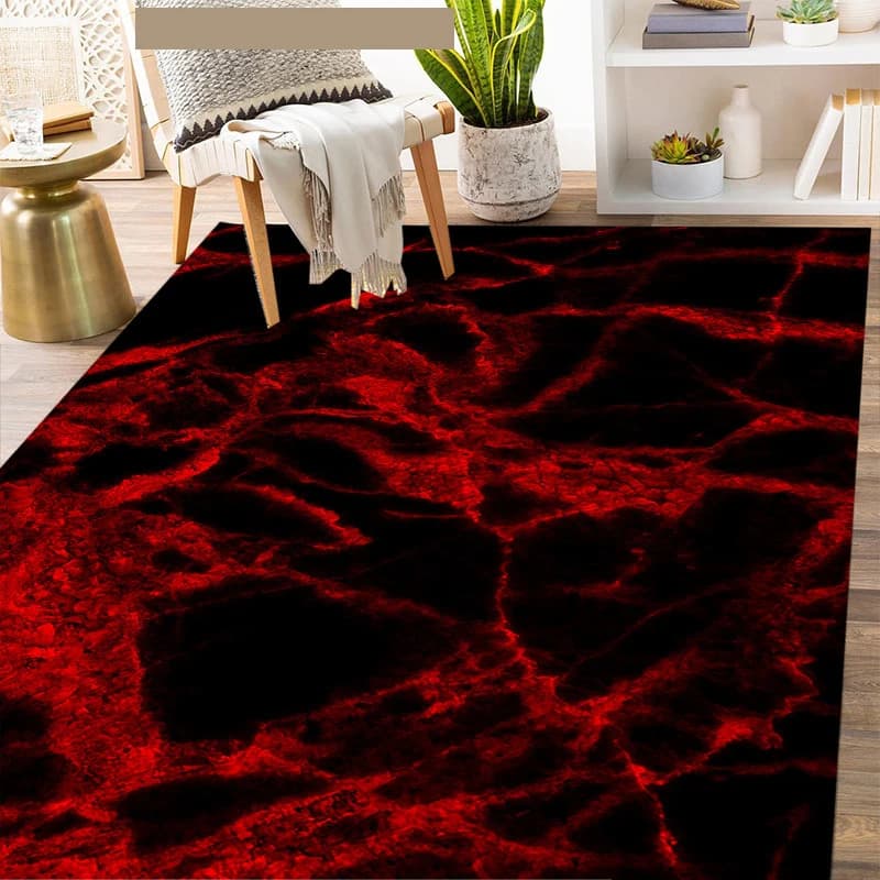 1pc lussuoso macchina area tappeto fibra punteggiata supporto uso casa tappeto soggiorno camera da letto sala da pranzo nero rosso marmo texture decor
