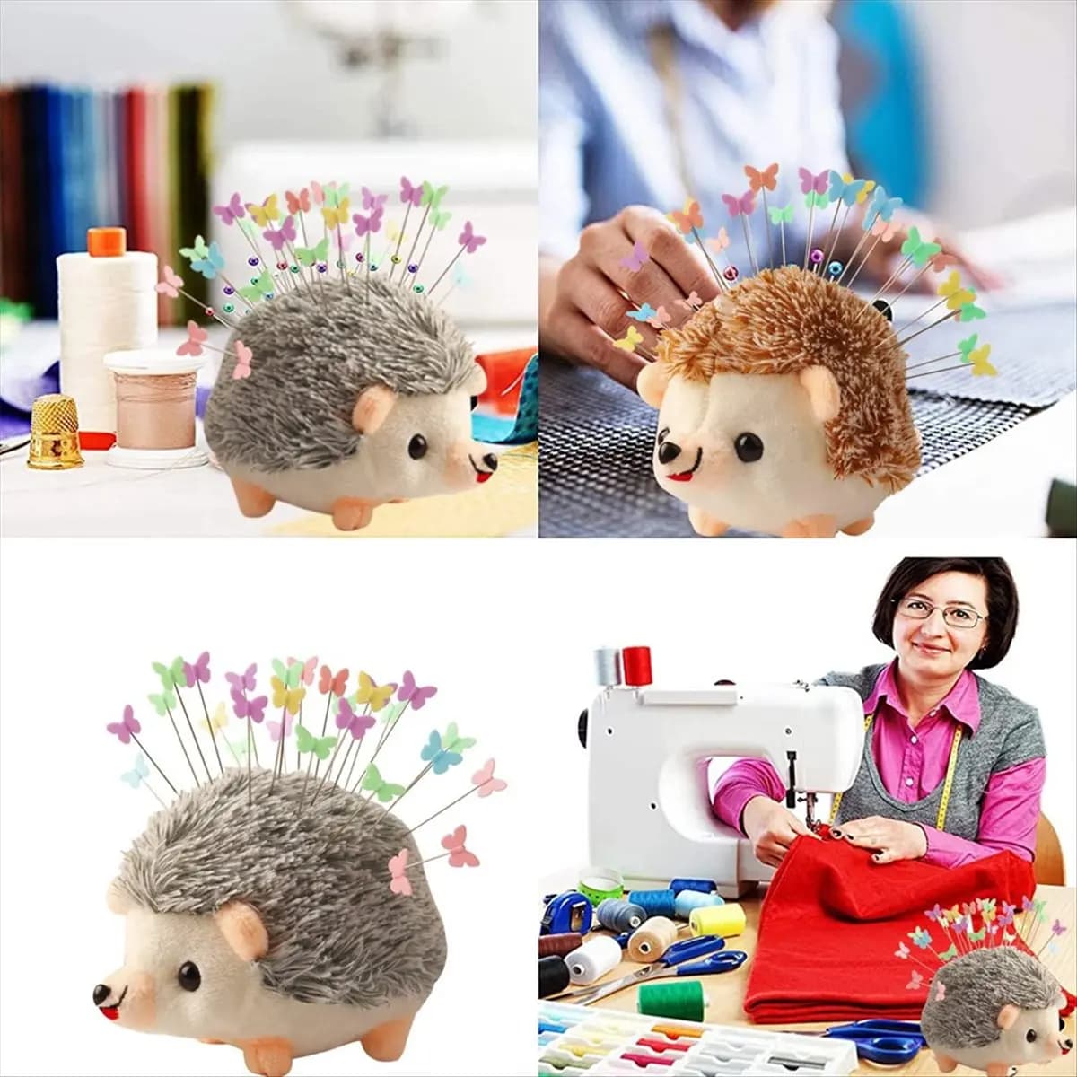 *A14E Kit da cucito per cuscino con spilla a forma di riccio con 200 spille colorate